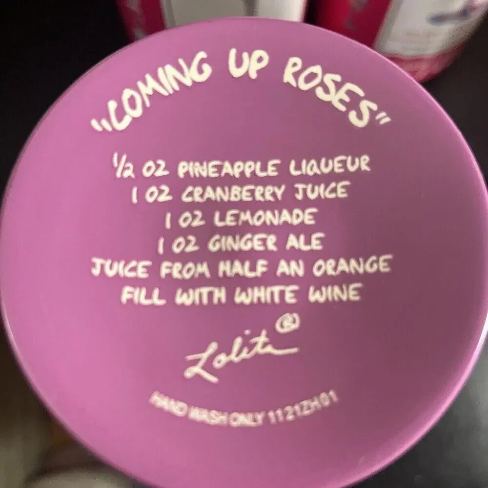 LOLITA Hand Painted Wine Glass Purple And Yellow “Coming Up Roses” - Picture 7 of 9